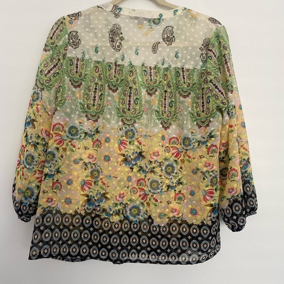 Figueroa & Flower Anthropology Blouse Top Womens PL Artsy Sheer Whimsical Boho - Picture 6 of 14